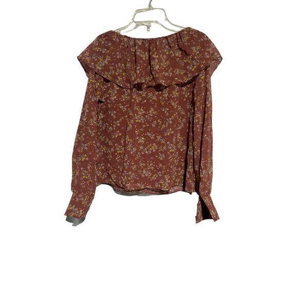 1.State Women's Long Sleeve Ruffled Floral Print Peasant Boho Top Red Size XS - Picture 3 of 5